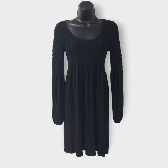 Angie Black Smocked Mini Sweater Dress Sz Small Y2K Gothic Emo - Picture 1 of 13